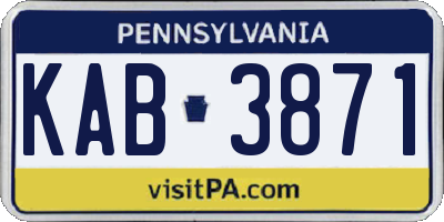 PA license plate KAB3871