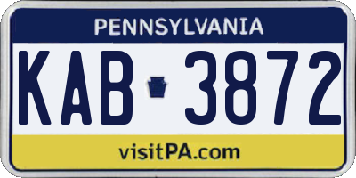 PA license plate KAB3872