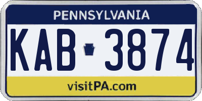 PA license plate KAB3874