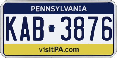 PA license plate KAB3876