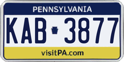PA license plate KAB3877