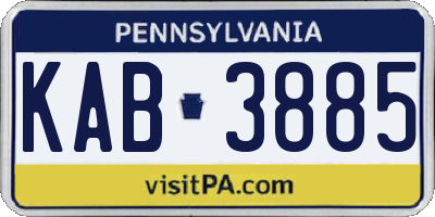 PA license plate KAB3885