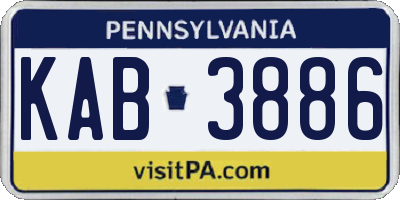 PA license plate KAB3886