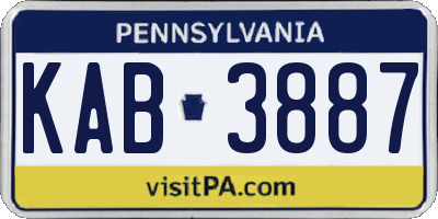 PA license plate KAB3887