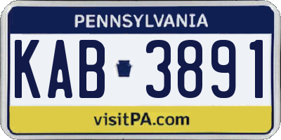 PA license plate KAB3891