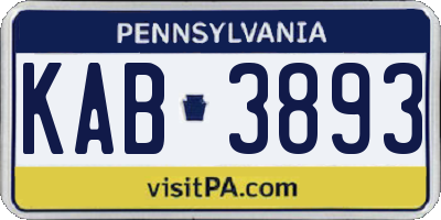 PA license plate KAB3893