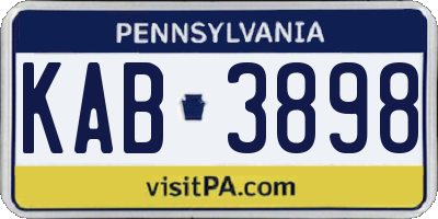PA license plate KAB3898