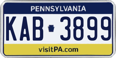 PA license plate KAB3899