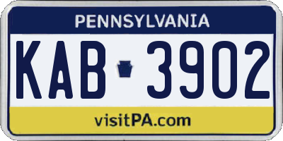 PA license plate KAB3902