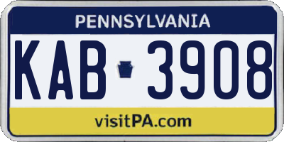 PA license plate KAB3908