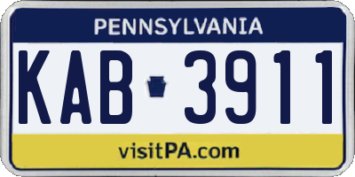 PA license plate KAB3911