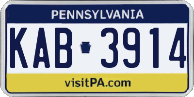 PA license plate KAB3914