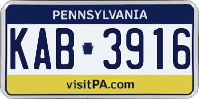 PA license plate KAB3916