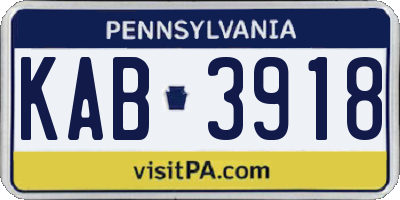 PA license plate KAB3918