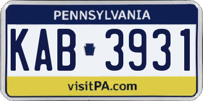 PA license plate KAB3931