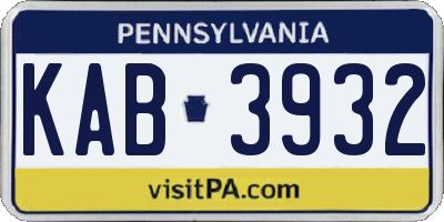 PA license plate KAB3932