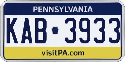 PA license plate KAB3933