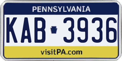 PA license plate KAB3936