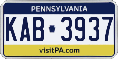 PA license plate KAB3937