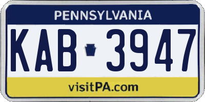 PA license plate KAB3947