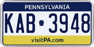 PA license plate KAB3948