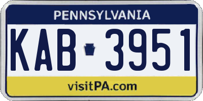 PA license plate KAB3951