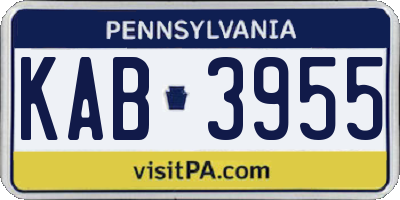 PA license plate KAB3955