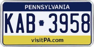 PA license plate KAB3958