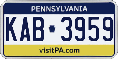 PA license plate KAB3959