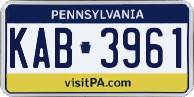 PA license plate KAB3961