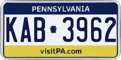 PA license plate KAB3962