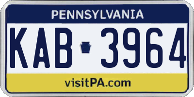 PA license plate KAB3964