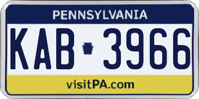 PA license plate KAB3966