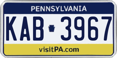 PA license plate KAB3967