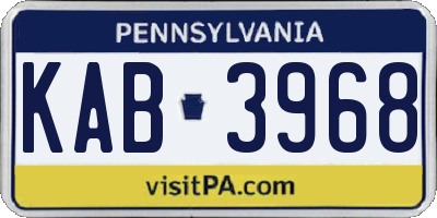 PA license plate KAB3968
