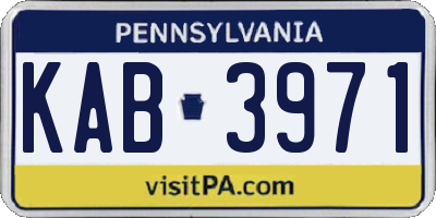 PA license plate KAB3971