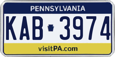 PA license plate KAB3974