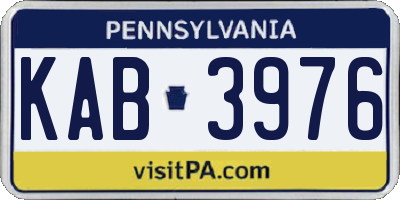 PA license plate KAB3976