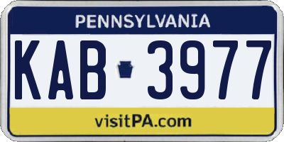 PA license plate KAB3977