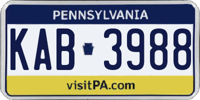 PA license plate KAB3988