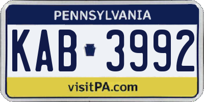 PA license plate KAB3992