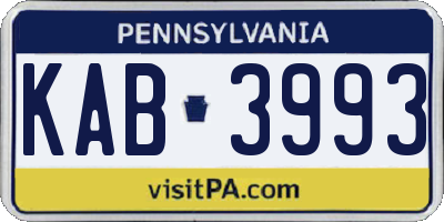 PA license plate KAB3993