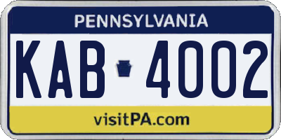 PA license plate KAB4002