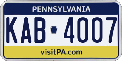 PA license plate KAB4007