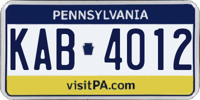 PA license plate KAB4012
