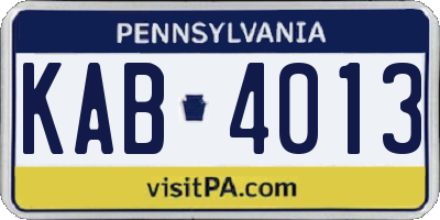 PA license plate KAB4013