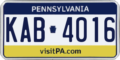PA license plate KAB4016