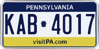 PA license plate KAB4017