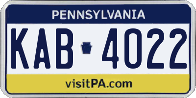 PA license plate KAB4022
