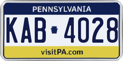 PA license plate KAB4028